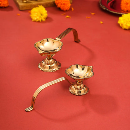 Brass Aarti Diya With Handle