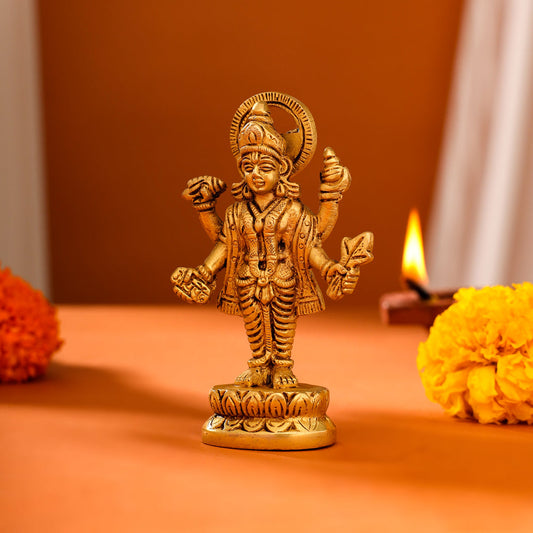 Brass Lord Dhanvantari Idol (4 Inch)