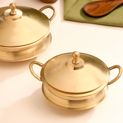Brass Serving Pot With Lid And Handle