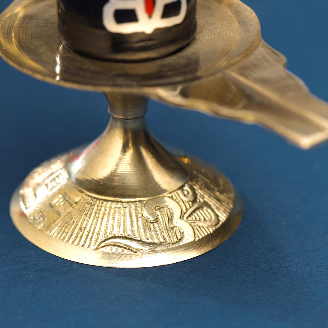 Brass Stone Shivling Idol (5 Inch)