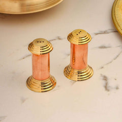 Brass/Copper Salt & Pepper Shakers Set Of Two (2.8 Inch)