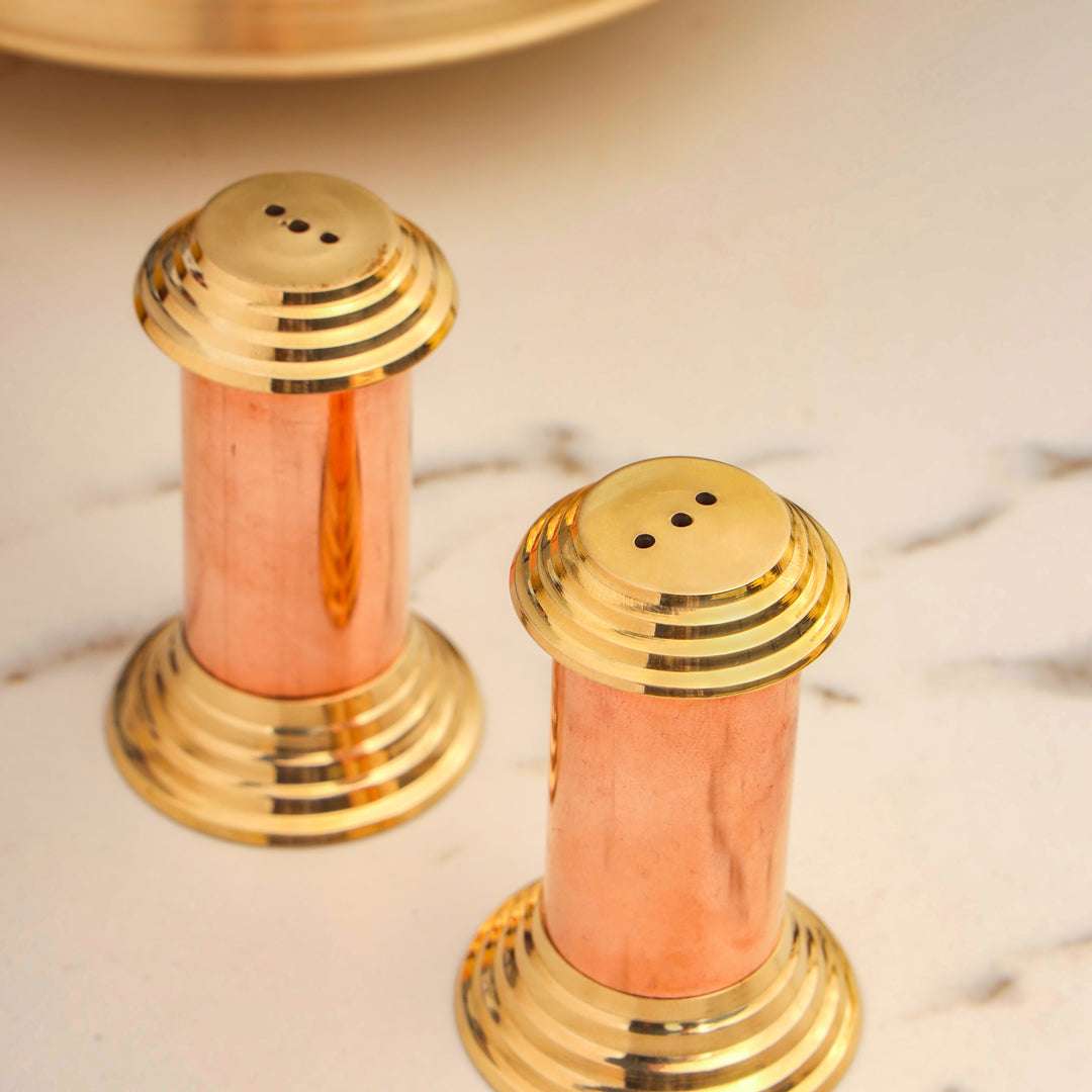 Brass/Copper Salt & Pepper Shakers Set Of Two (2.8 Inch)