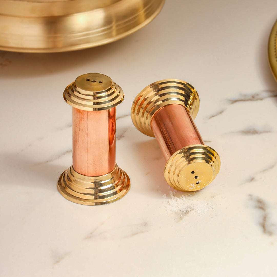 Brass/Copper Salt & Pepper Shakers Set Of Two (2.8 Inch)