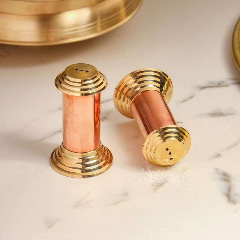Brass/Copper Salt & Pepper Shakers Set Of Two (2.8 Inch)