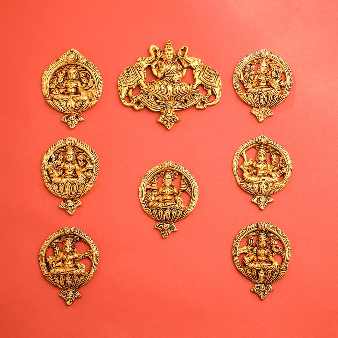 Brass Ashtalakshmi Hanging Plates Set (3.5 Inch)