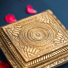Brass Lotus Pooja Chowki (1.8 Inch)