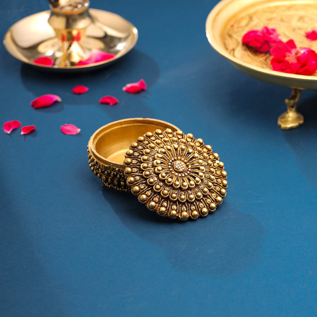Brass Kumkum Box (2.5 Inch)