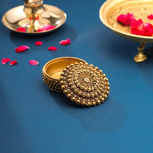 Brass Kumkum Box (2.5 Inch)