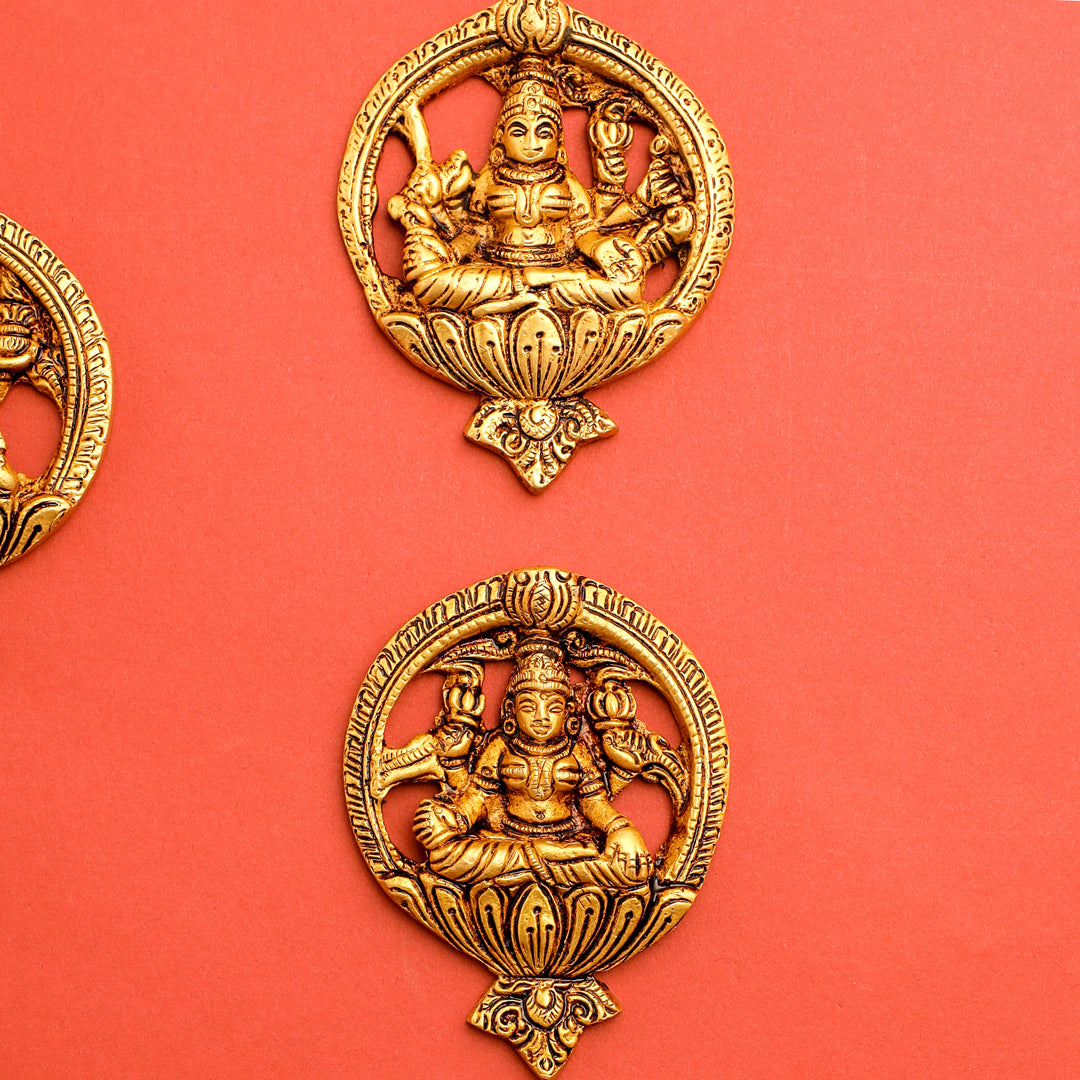 Brass Ashtalakshmi Hanging Plates Set (3.5 Inch)