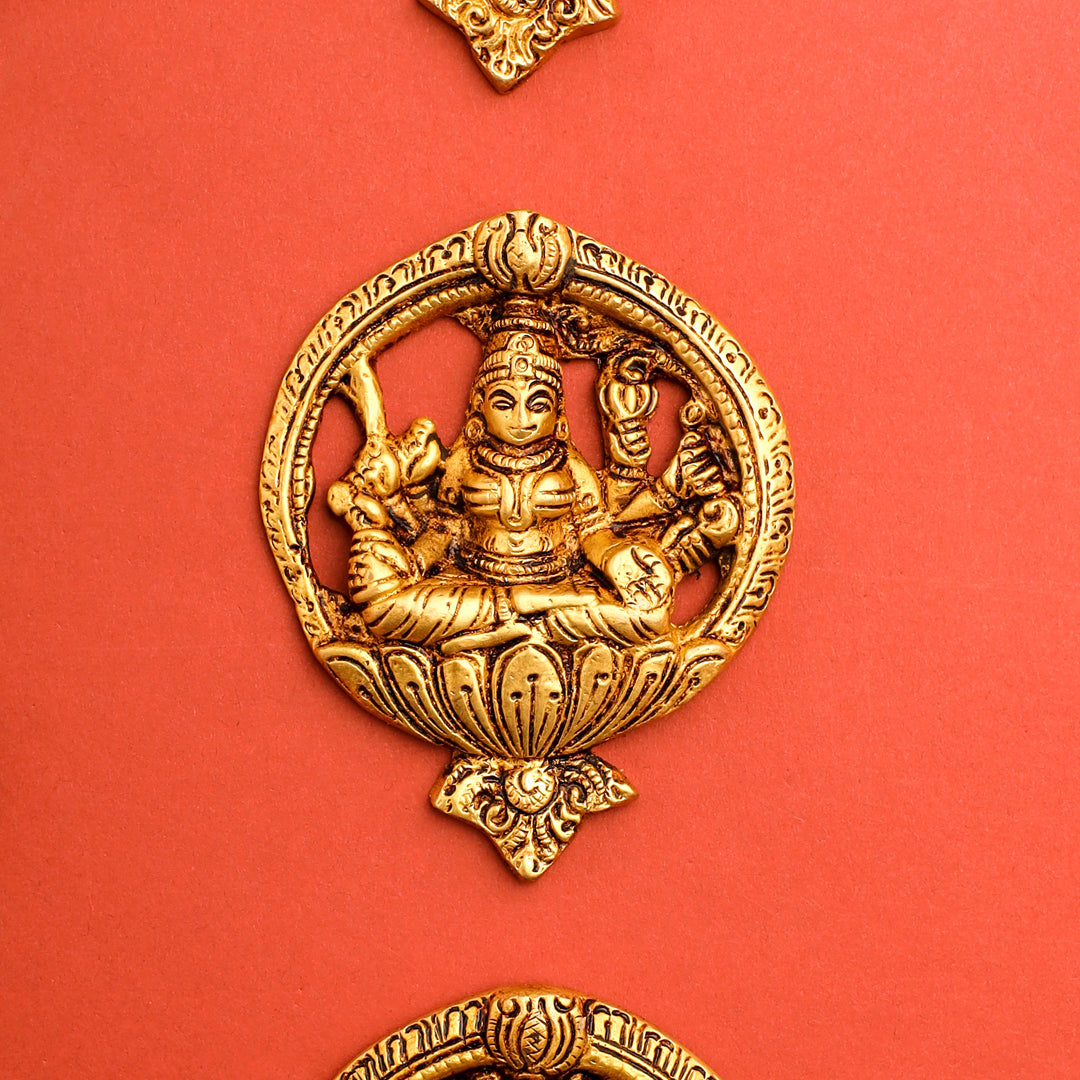 Brass Ashtalakshmi Hanging Plates Set (3.5 Inch)