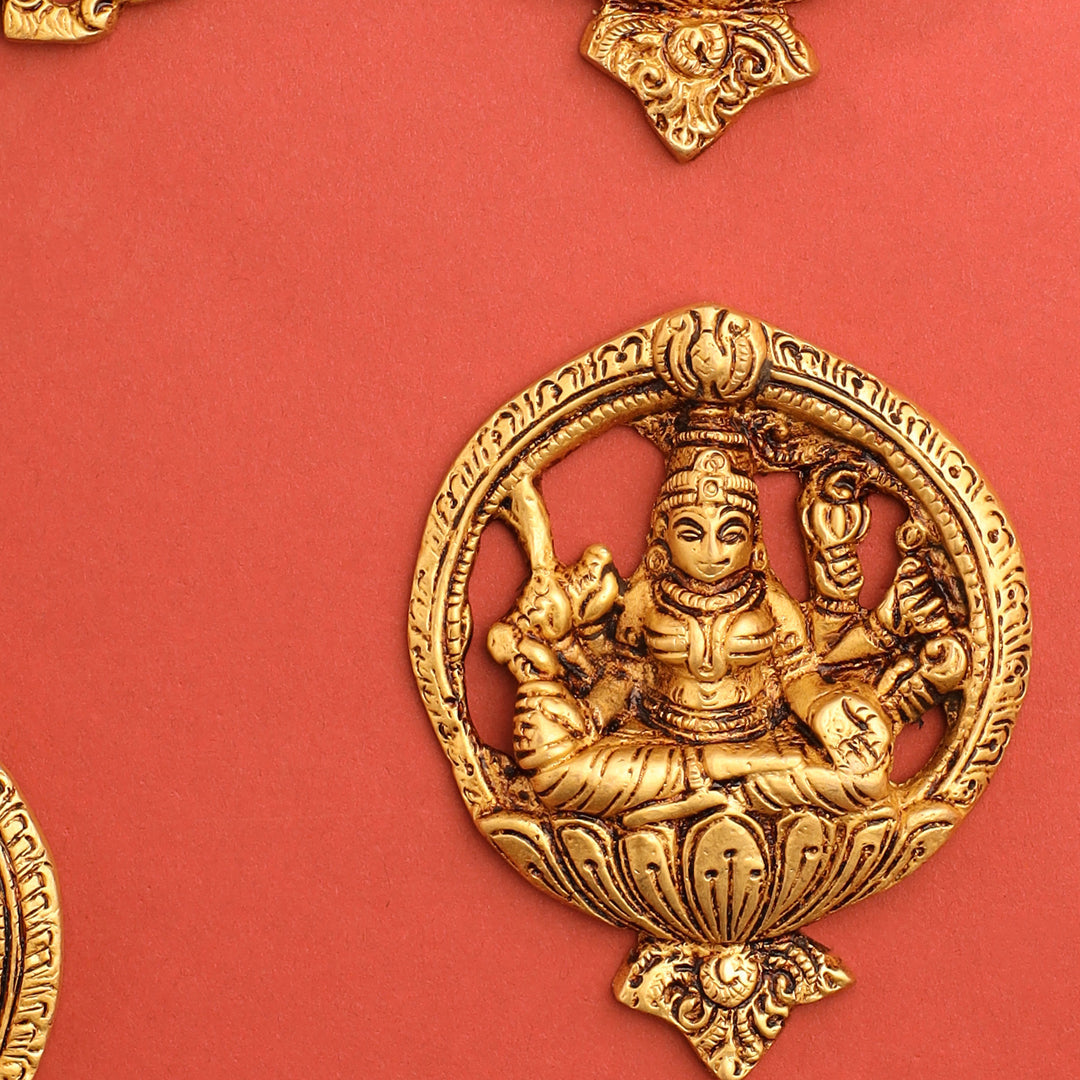 Brass Ashtalakshmi Hanging Plates Set (3.5 Inch)