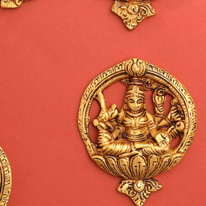 Brass Ashtalakshmi Hanging Plates Set (3.5 Inch)