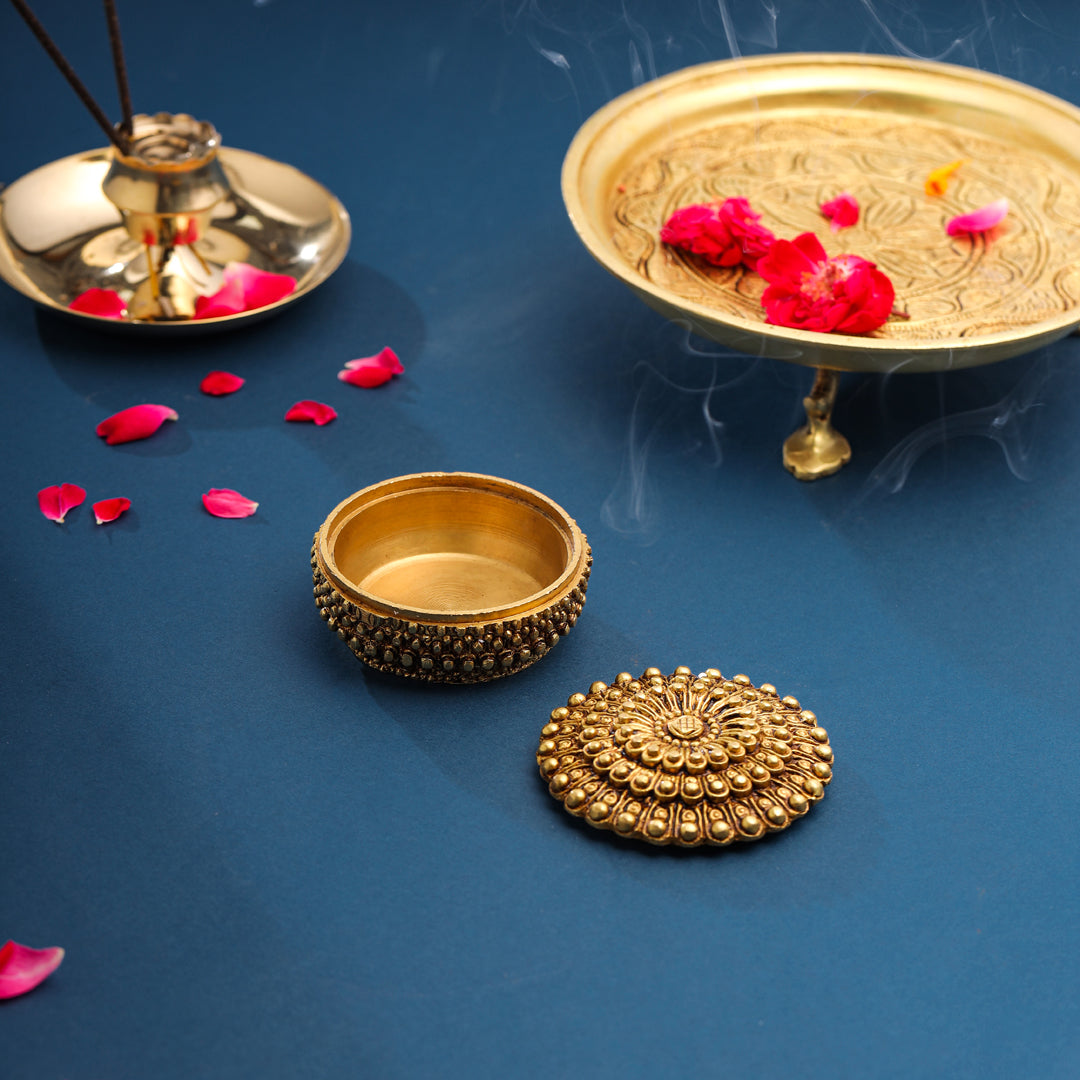 Brass Kumkum Box (2.5 Inch)