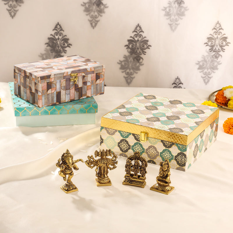 Brass Ganesha , Ram Darbar, Shiva & Hanuman Idol House Warming Gift Hamper