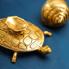 Brass Conch On Tortoise (4.5 Inch)