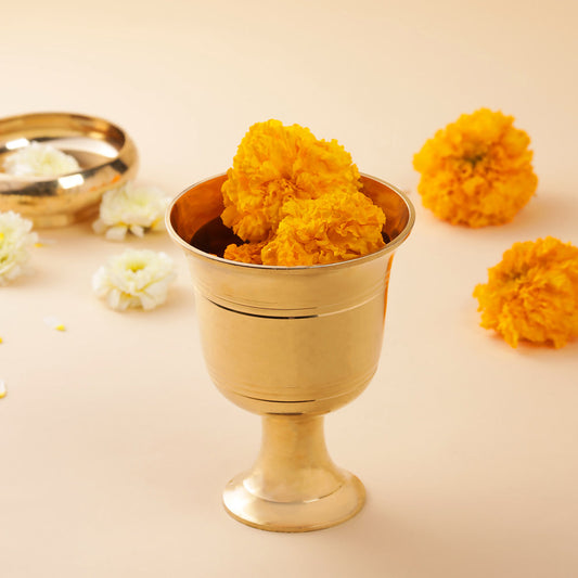 Brass Handcarved Flower Vase (6 Inch)