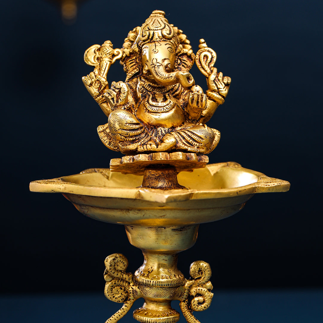 Brass Ganesha Diya/Lamp (12.5 Inch)