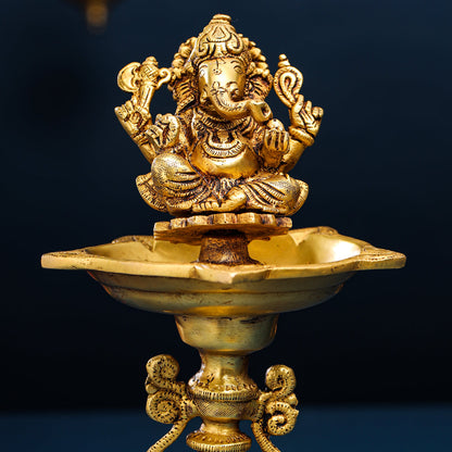 Brass Ganesha Diya/Lamp (12.5 Inch)