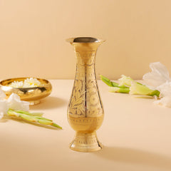 Brass Handcarved Flower Vase