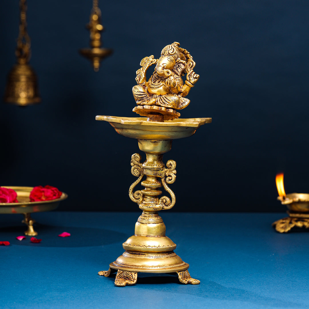 Brass Ganesha Diya/Lamp (12.5 Inch)