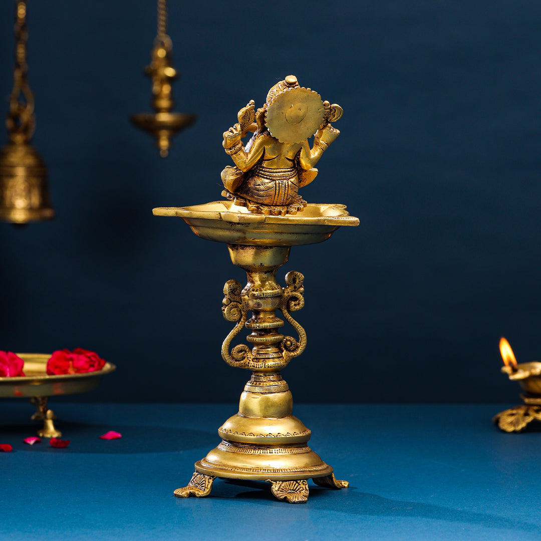 Brass Ganesha Diya/Lamp (12.5 Inch)