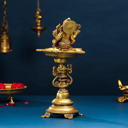 Brass Ganesha Diya/Lamp (12.5 Inch)