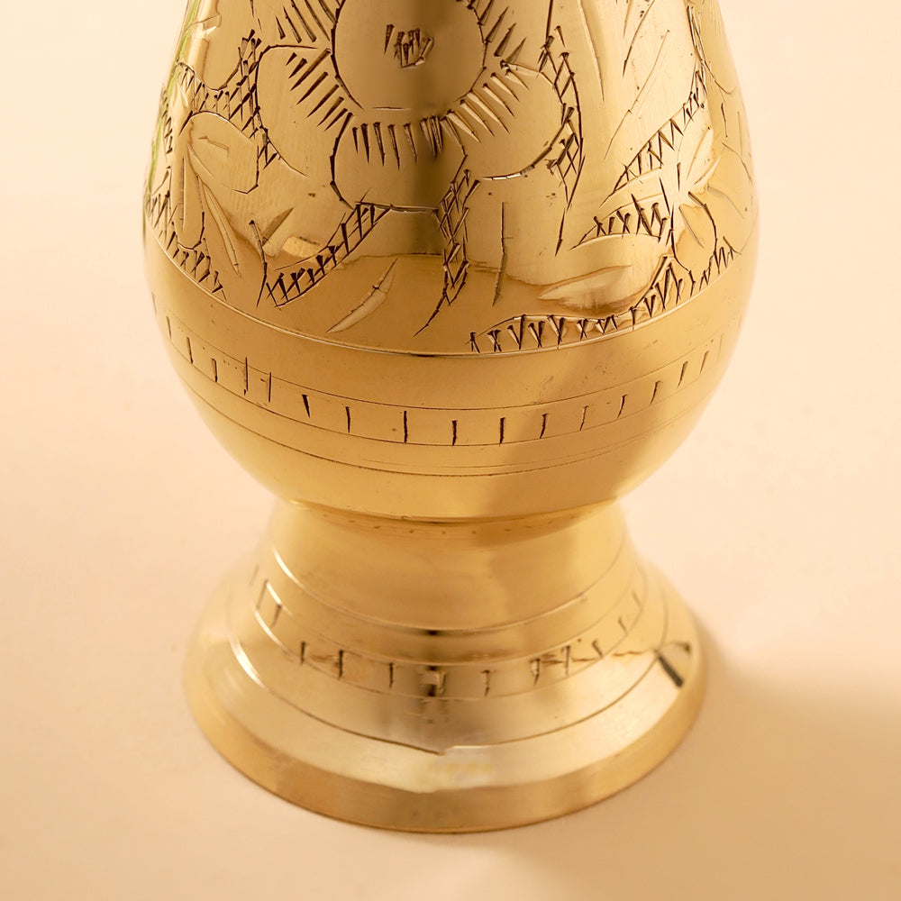 Brass Handcarved Flower Vase