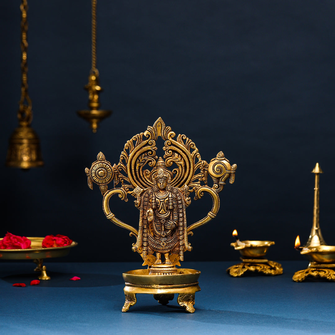 Brass Tirupati Balaji/Venkateshwar Diya/Lamp (11 Inch)