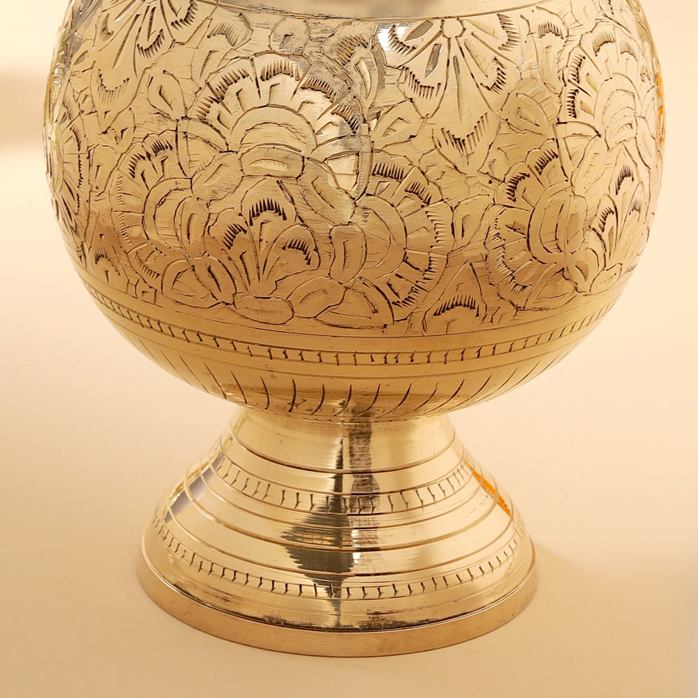 Brass Hand carved Flower Vase