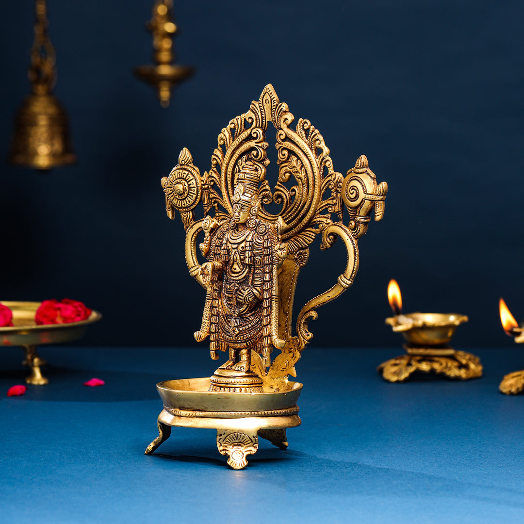 Brass Tirupati Balaji/Venkateshwar Diya/Lamp (11 Inch)