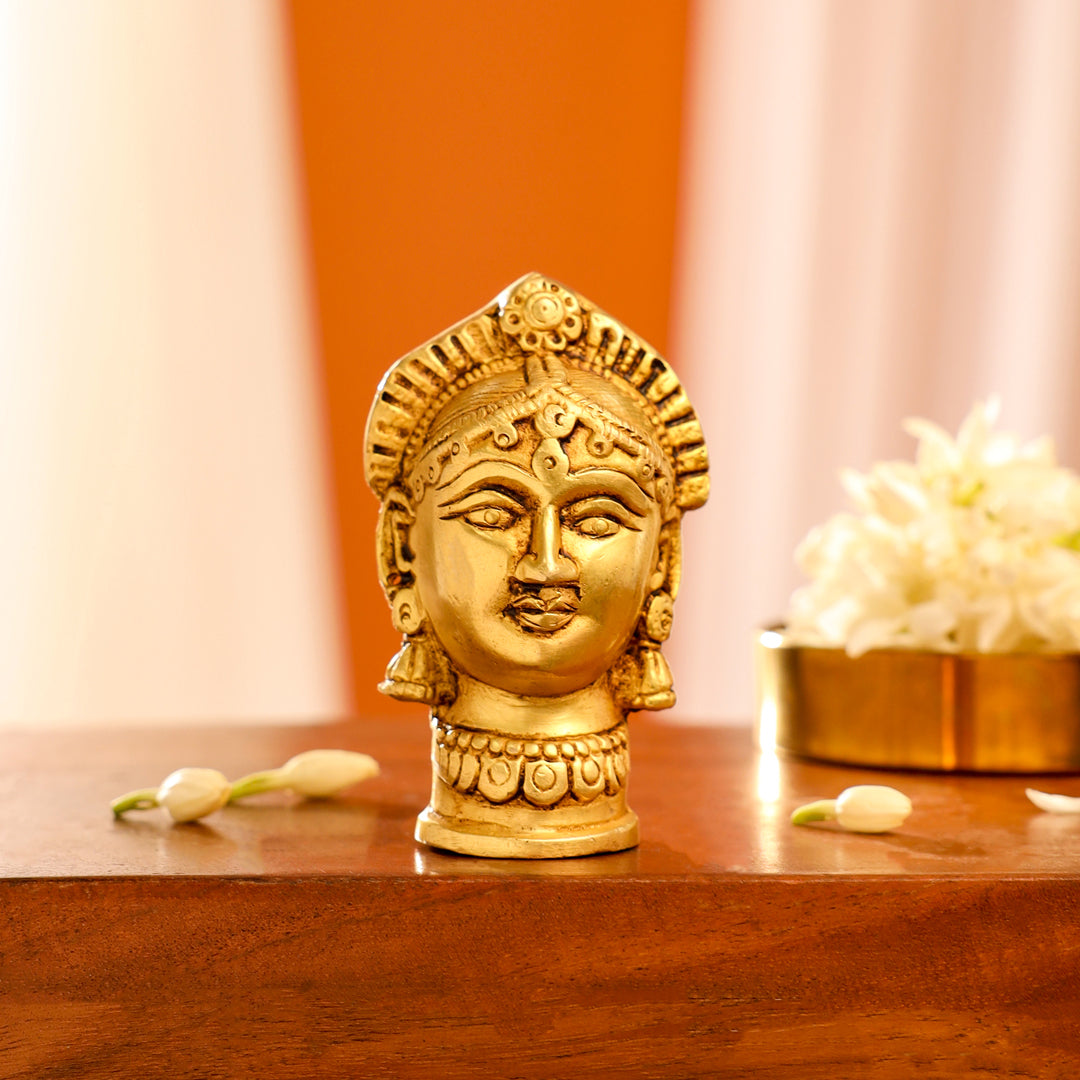 Brass Goddess Parvati Head Idol (3 Inch)