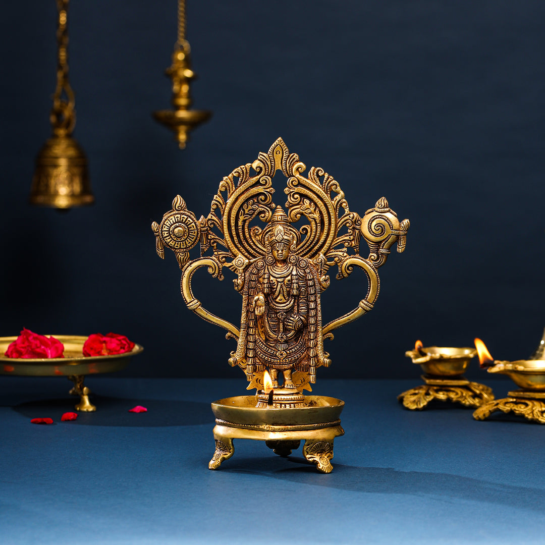 Brass Tirupati Balaji/Venkateshwar Diya/Lamp (11 Inch)
