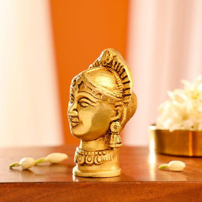 Brass Goddess Parvati Head Idol (3 Inch)