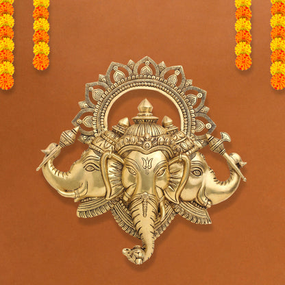 Brass Lord Ganesha Wall Hanging (17 Inch)