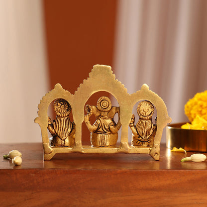 Brass Ganesha, Lakshmi And Saraswati Idols (3 Inch)