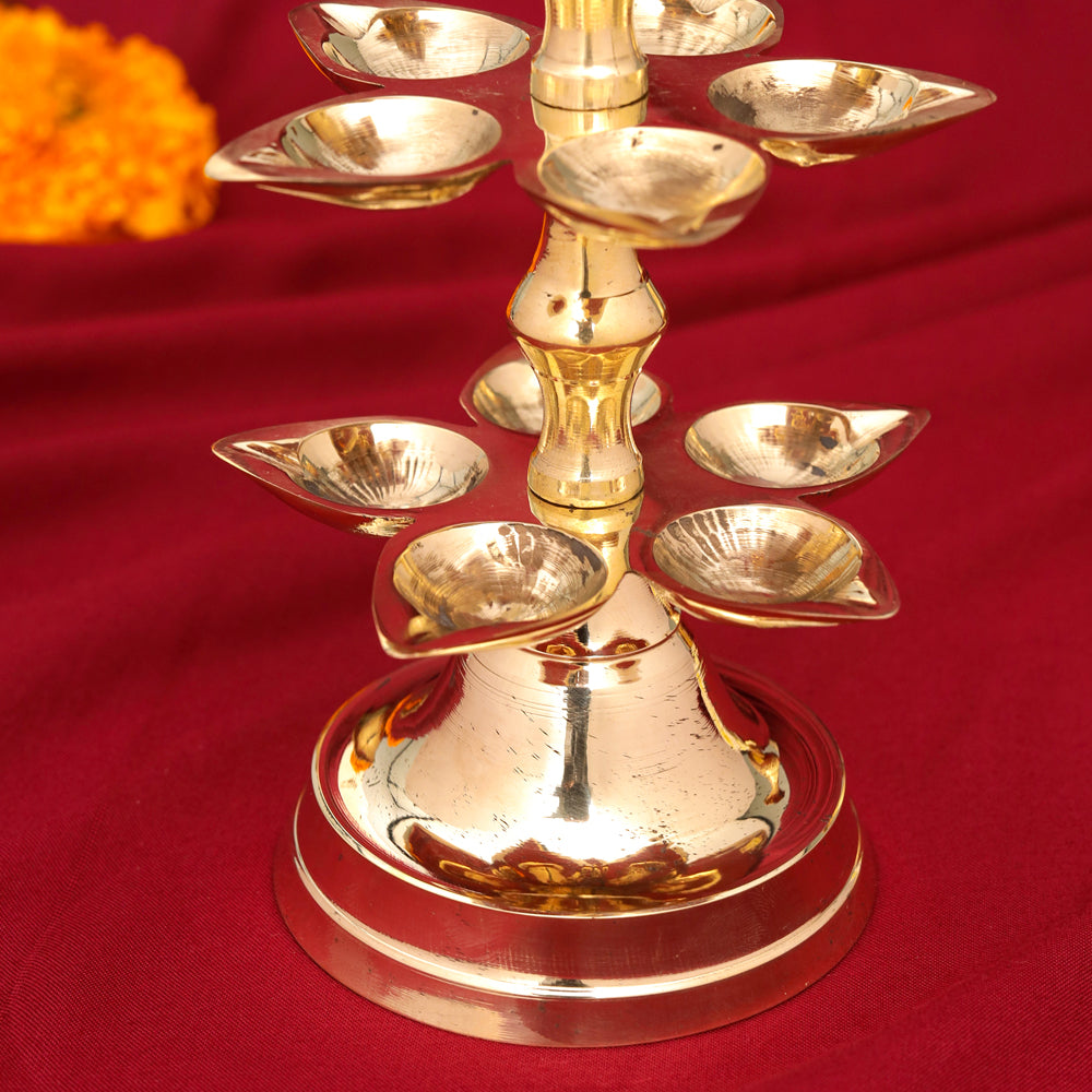 Brass Peacock Three Tier Lamp (9.5 Inch)