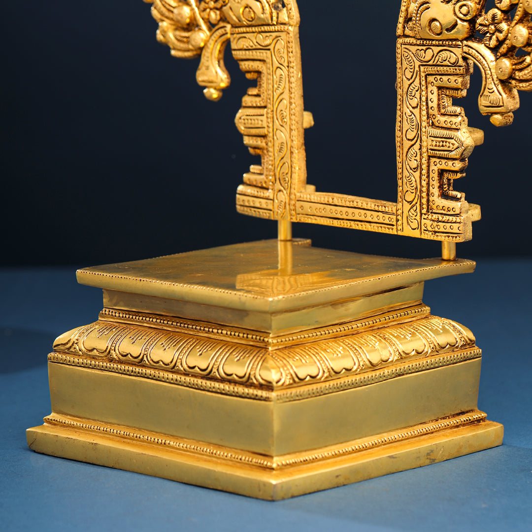 Brass Singhasan With Prabhavali Craft (18 Inch)