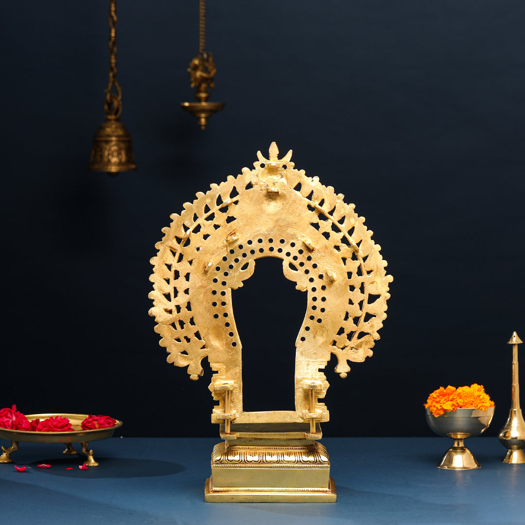 Brass Singhasan With Prabhavali Craft (18 Inch)