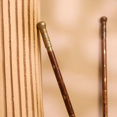 Brass Carving Wooden Walking Stick (38.5 Inch)