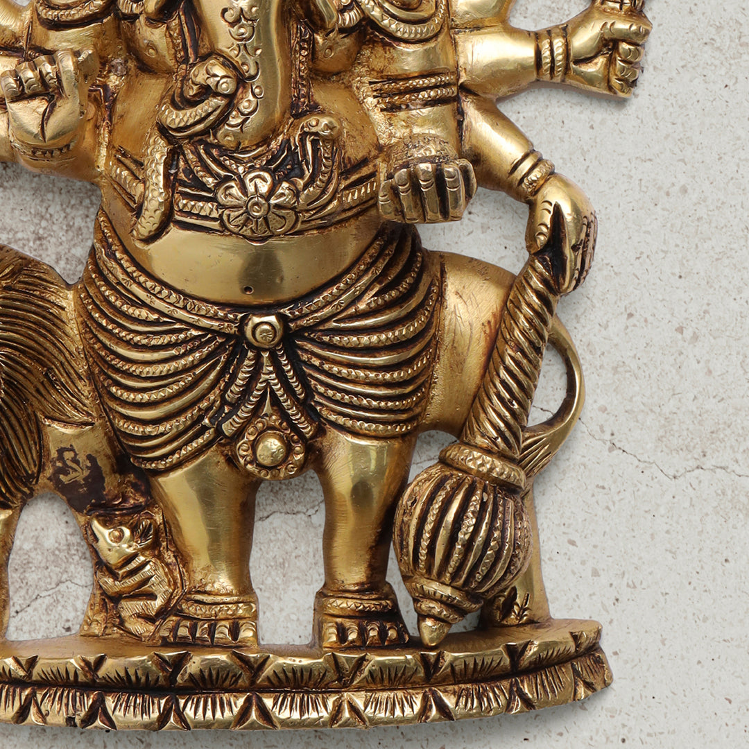 Brass Shubha Drishti Ganesha Wall Hanging (9 Inch)