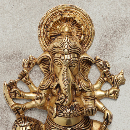 Brass Shubha Drishti Ganesha Wall Hanging (9 Inch)