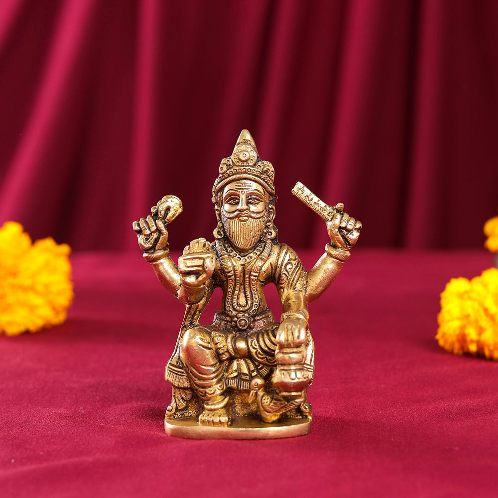 Brass Lord Vishwakarma Idol (4.5 Inch)