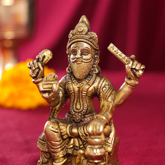 Brass Lord Vishwakarma Idol (4.5 Inch)