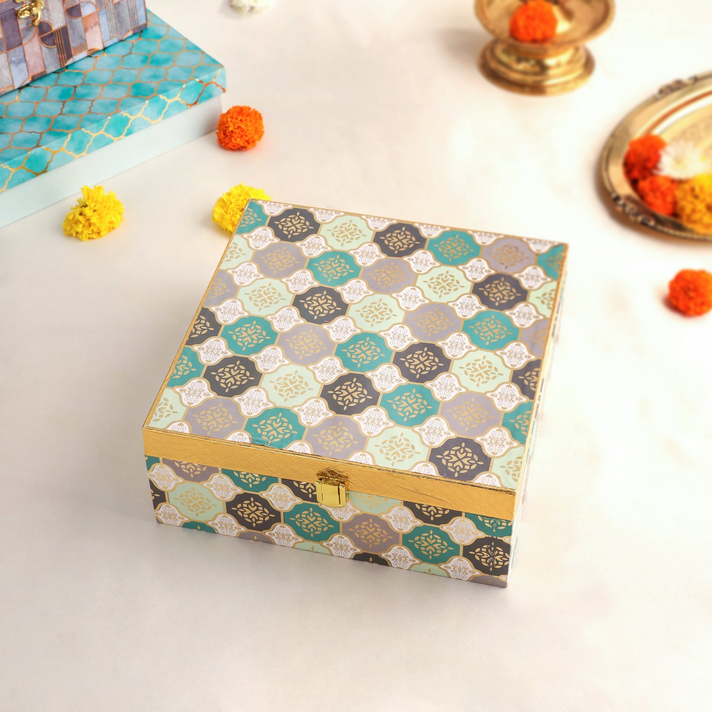 Brass Ganesha , Ram Darbar, Shiva & Hanuman Idol House Warming Gift Hamper