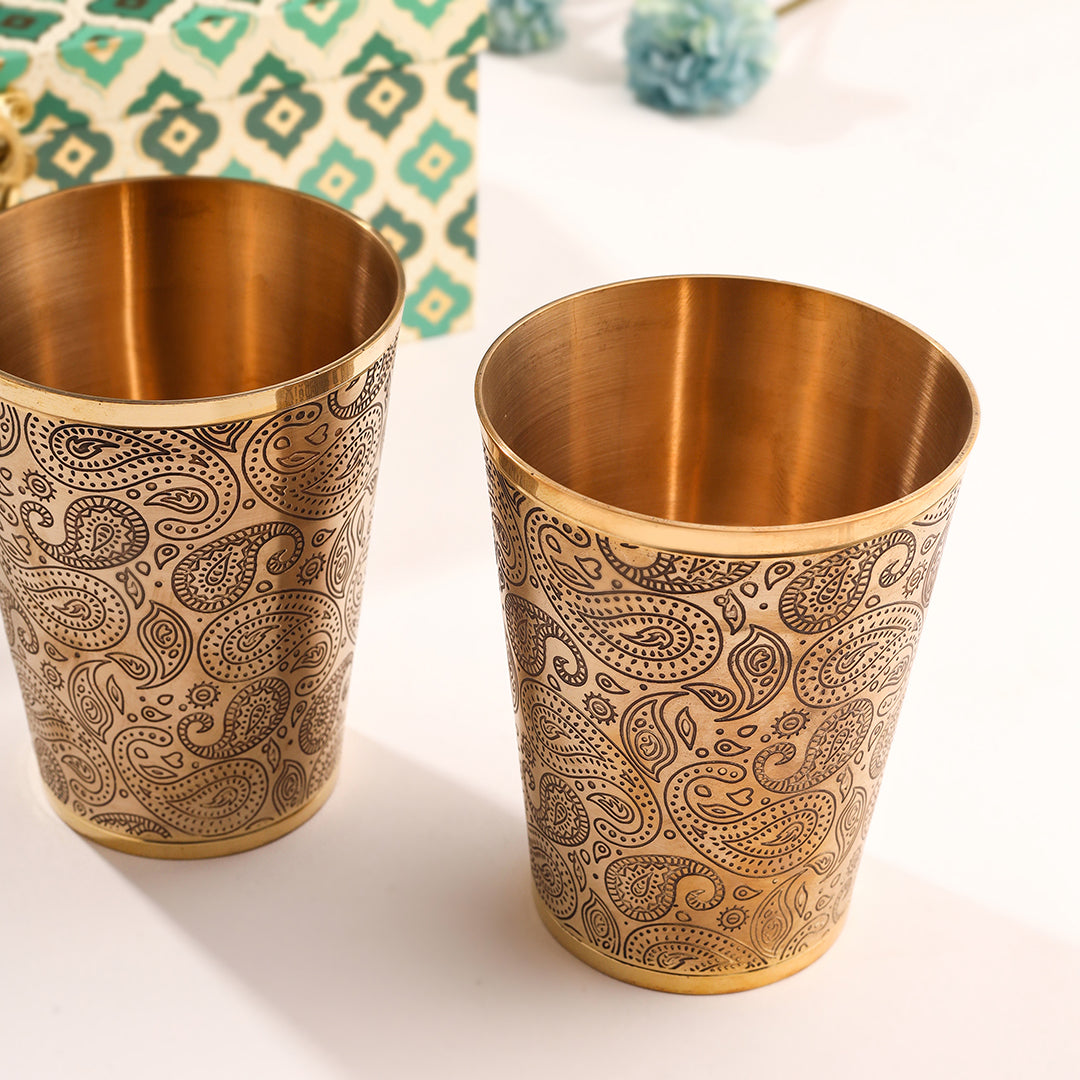 Brass Handcarved Glass Pair House Warming Box Hamper