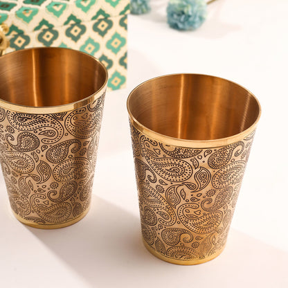 Brass Handcarved Glass Pair House Warming Box Hamper