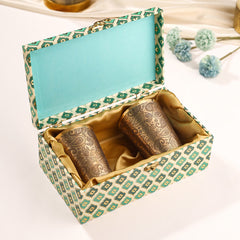 Brass Handcarved Glass Pair House Warming Box Hamper