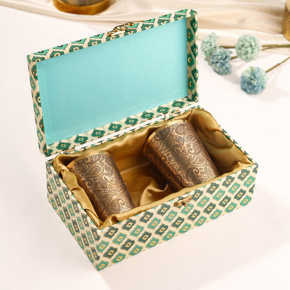 Brass Handcarved Glass Pair House Warming Box Hamper