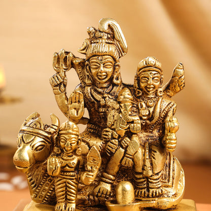 Brass Shiva Family Idol (4 Inch)