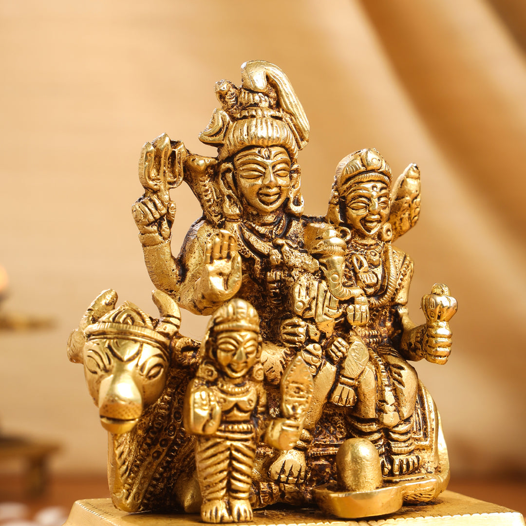 Brass Shiva Family Idol (4 Inch)